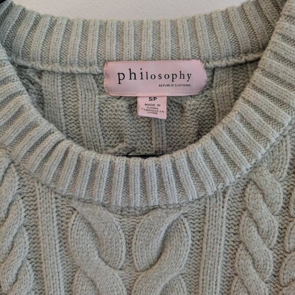 Philosophy Cable Knit Sweater – (S) Light Green - Picture 2 of 7